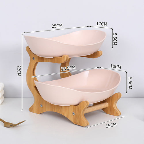 2-Tier Bamboo Fruit Stand for Kitchen, Space Saving Countertop Organizer with Ventilation to Keep Produce Fresh